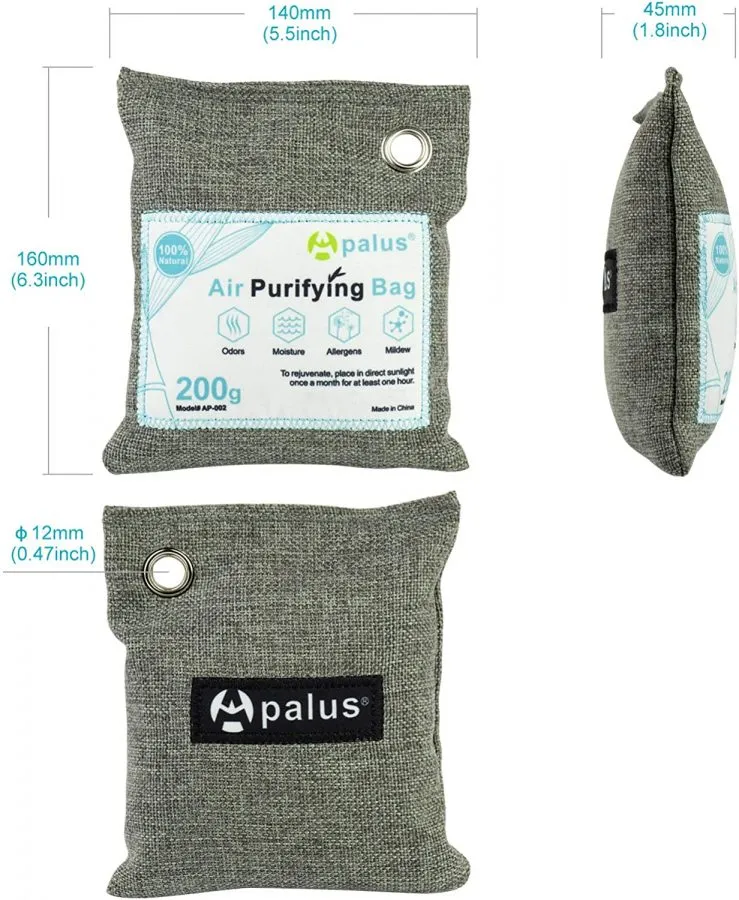 Apalus ® Bolsa de Carbón Activo De Bambú, Deshumidificador Y Purificador De Aire. Ambientador Natural Eficaz y Desodorante para Eliminar los Olores De Armario, Cocina, Zona de Mascotas VARIOS TAMAÑOS - Imagen 3