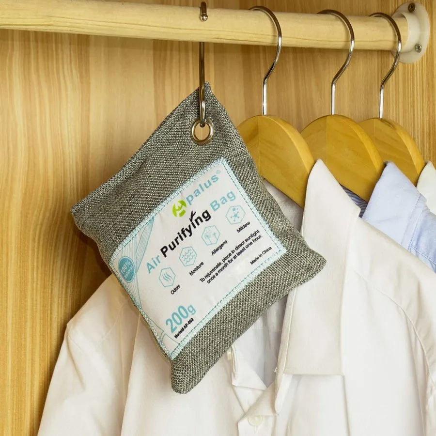 Apalus ® Bolsa de Carbón Activo De Bambú, Deshumidificador Y Purificador De Aire. Ambientador Natural Eficaz y Desodorante para Eliminar los Olores De Armario, Cocina, Zona de Mascotas VARIOS TAMAÑOS