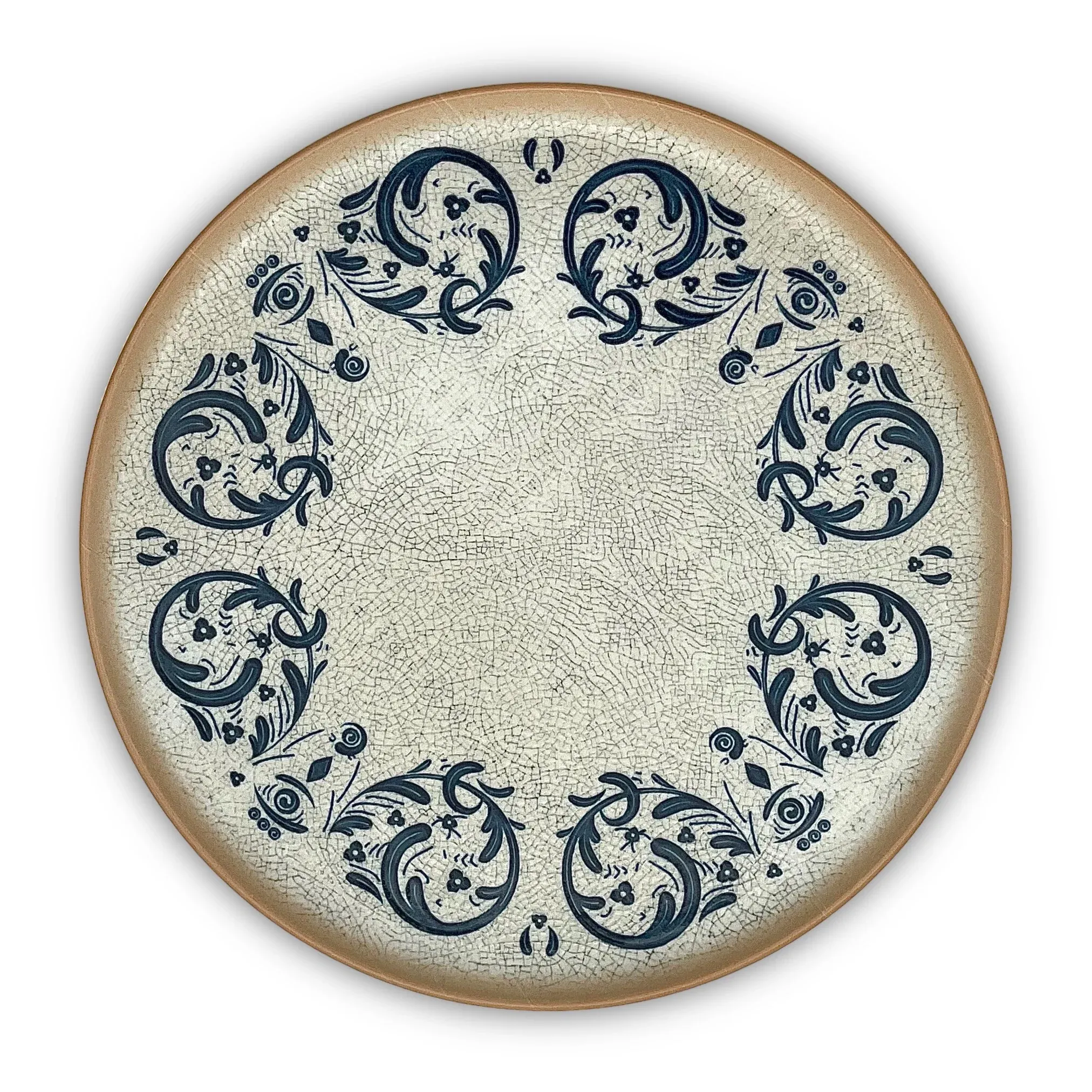 Bajo plato circulo 32 cm., azul, cerámica.
